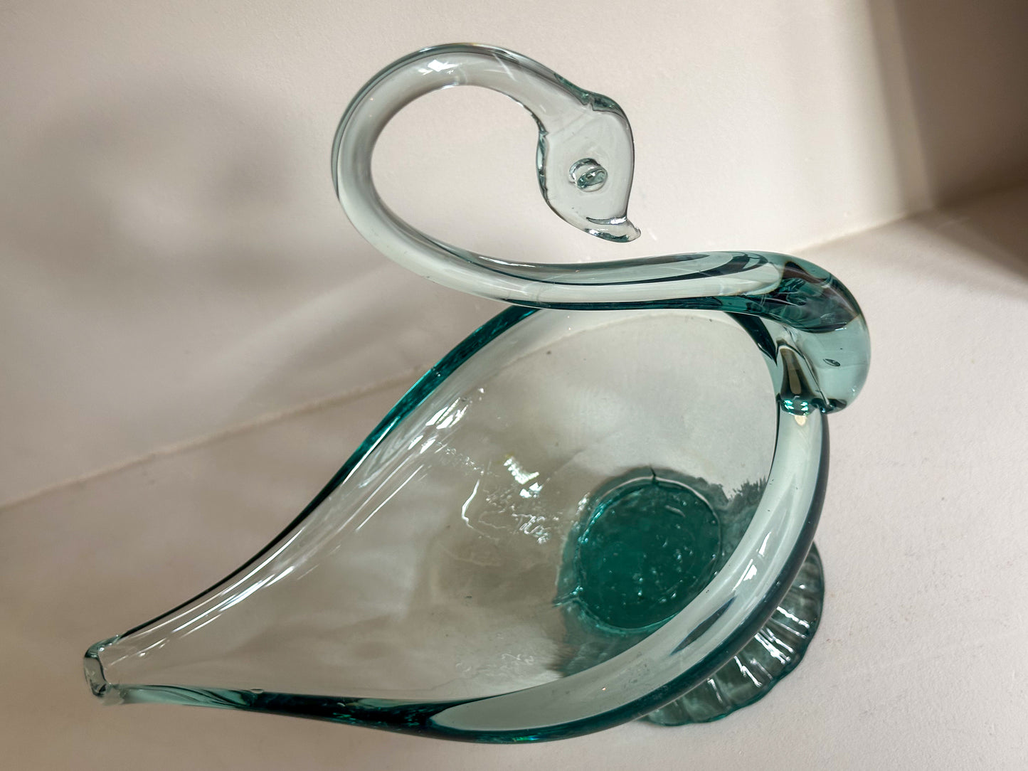 Vintage Murano-Stijl Glazen Zwaanschaal – Sea Green - Ruby Conceptstore 