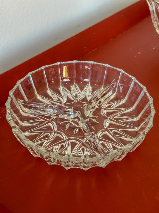 Vintage Glazen Snackschaal met Vakjes | Retro Borrelschaal - Ruby Conceptstore 