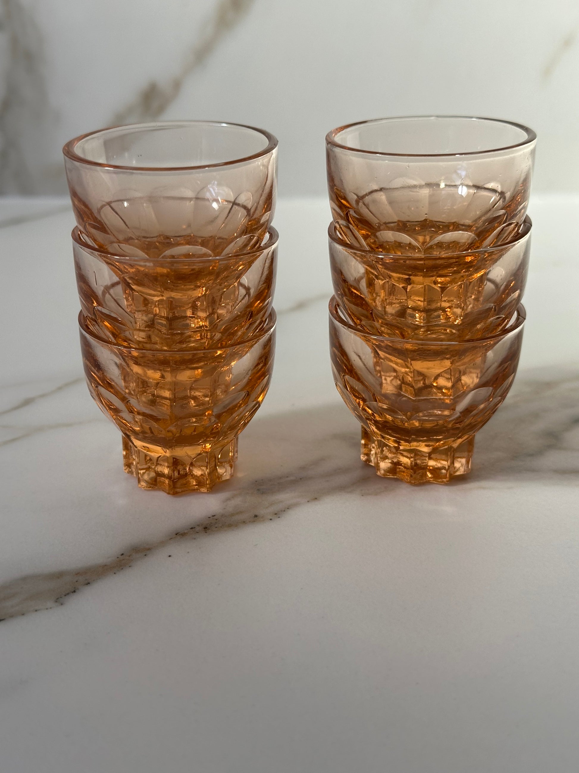 Vintage amber shotglaasjes – set van 6 - Ruby Conceptstore 