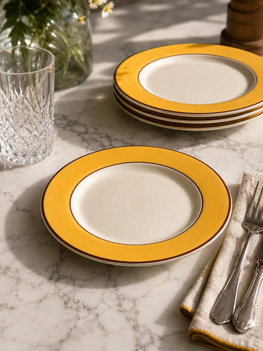 Vintage Pagnossin Treviso Italy Ontbijtborden – Spa Bright Yellow – Set van 6