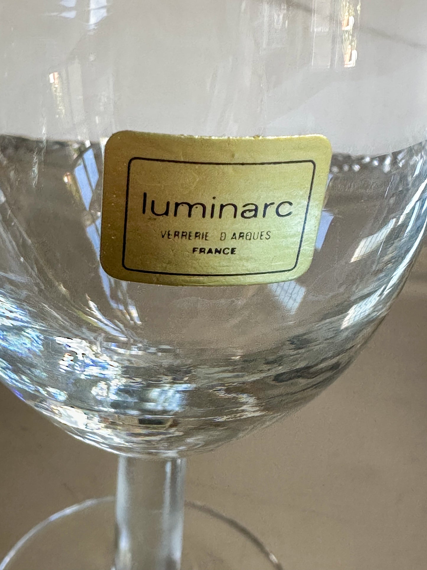 Vintage Luminarc wijnglazen set van 2 – Franse glazen met originele sticker - Ruby Conceptstore 