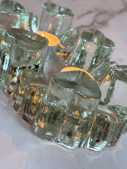 Brutalist XXL IJsglas Rechaud Harten – Georgshütte Jaren 70 (Dubbel) - Ruby Conceptstore 
