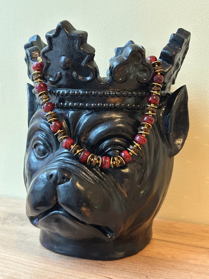 Ketting grote kralen bordeaux