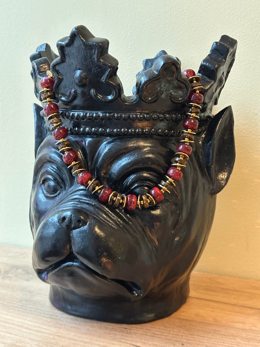 Ketting grote kralen bordeaux