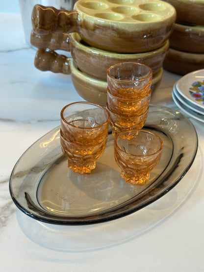 Vintage ovale schaal van rook glas uit Frankrijk - Ruby Conceptstore 