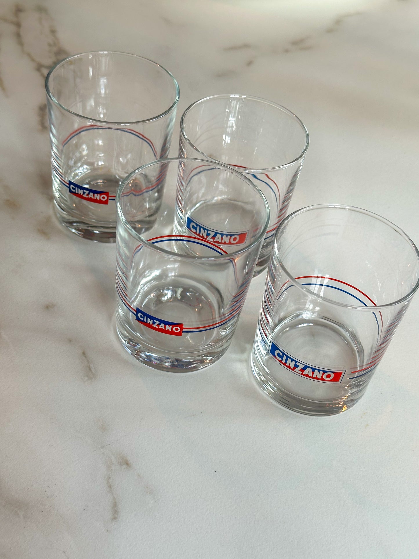 Vintage Cinzano Tumblers – Set van 4 Italiaanse Cocktailglazen Jaren 70 - Ruby Conceptstore 