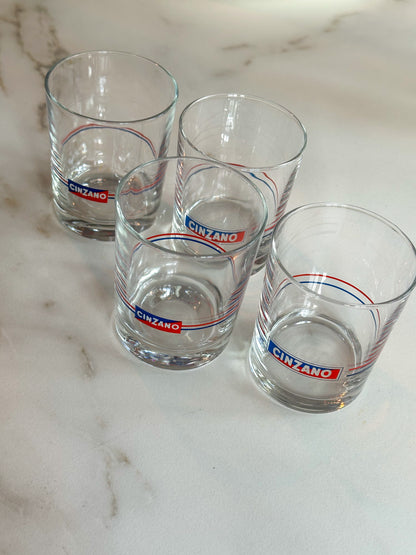 Vintage Cinzano Tumblers – Set van 4 Italiaanse Cocktailglazen Jaren 70 - Ruby Conceptstore 