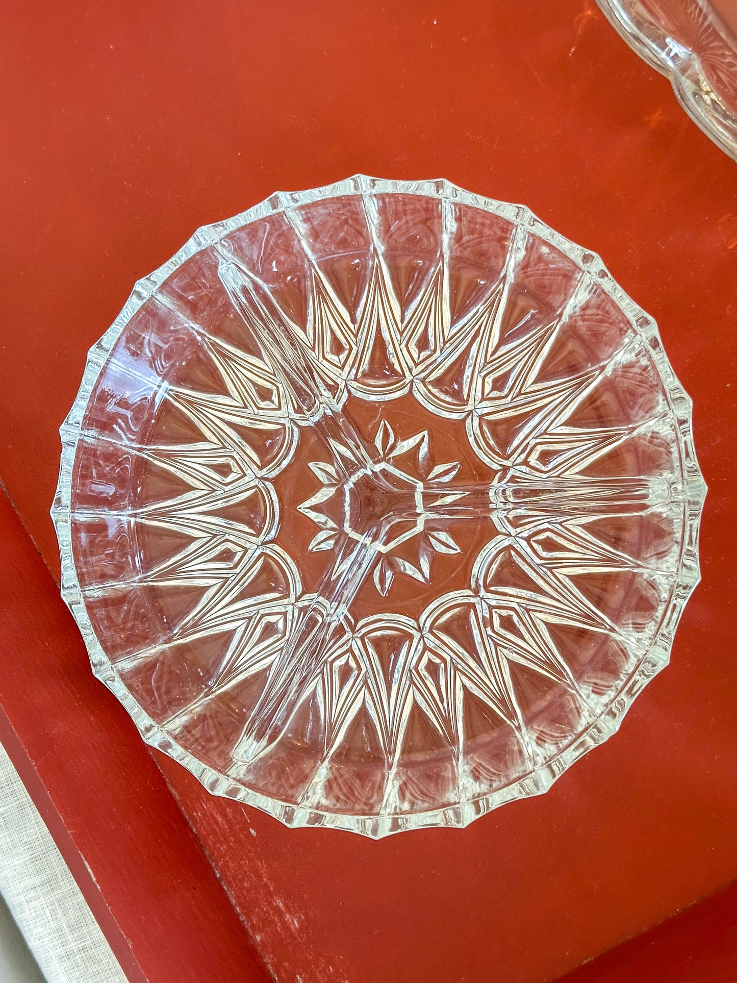 Vintage Glazen Snackschaal met Vakjes | Retro Borrelschaal - Ruby Conceptstore 