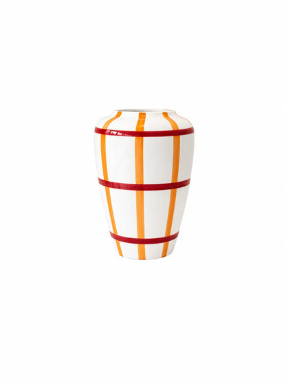 Val Pottery Vaas Funky Flower XXL - Carreaux oranje rood