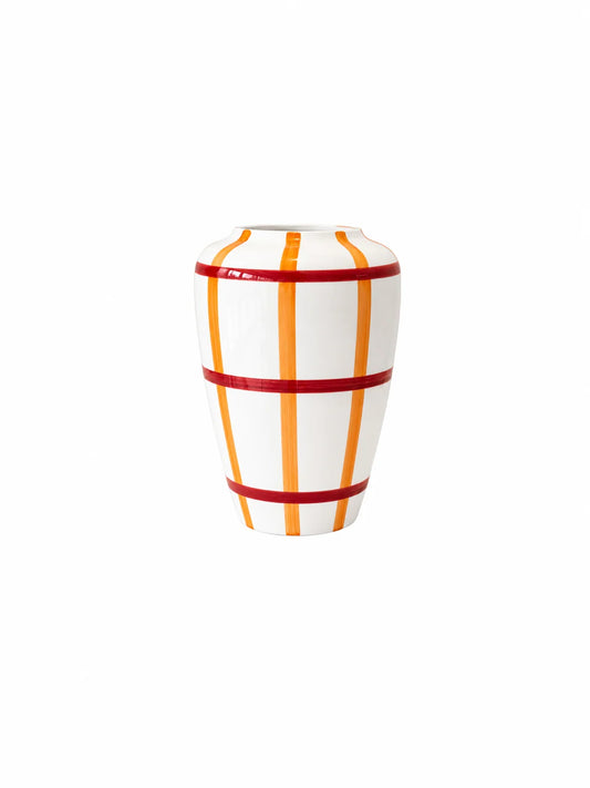 Val Pottery Vaas Funky Flower XXL - Carreaux oranje rood