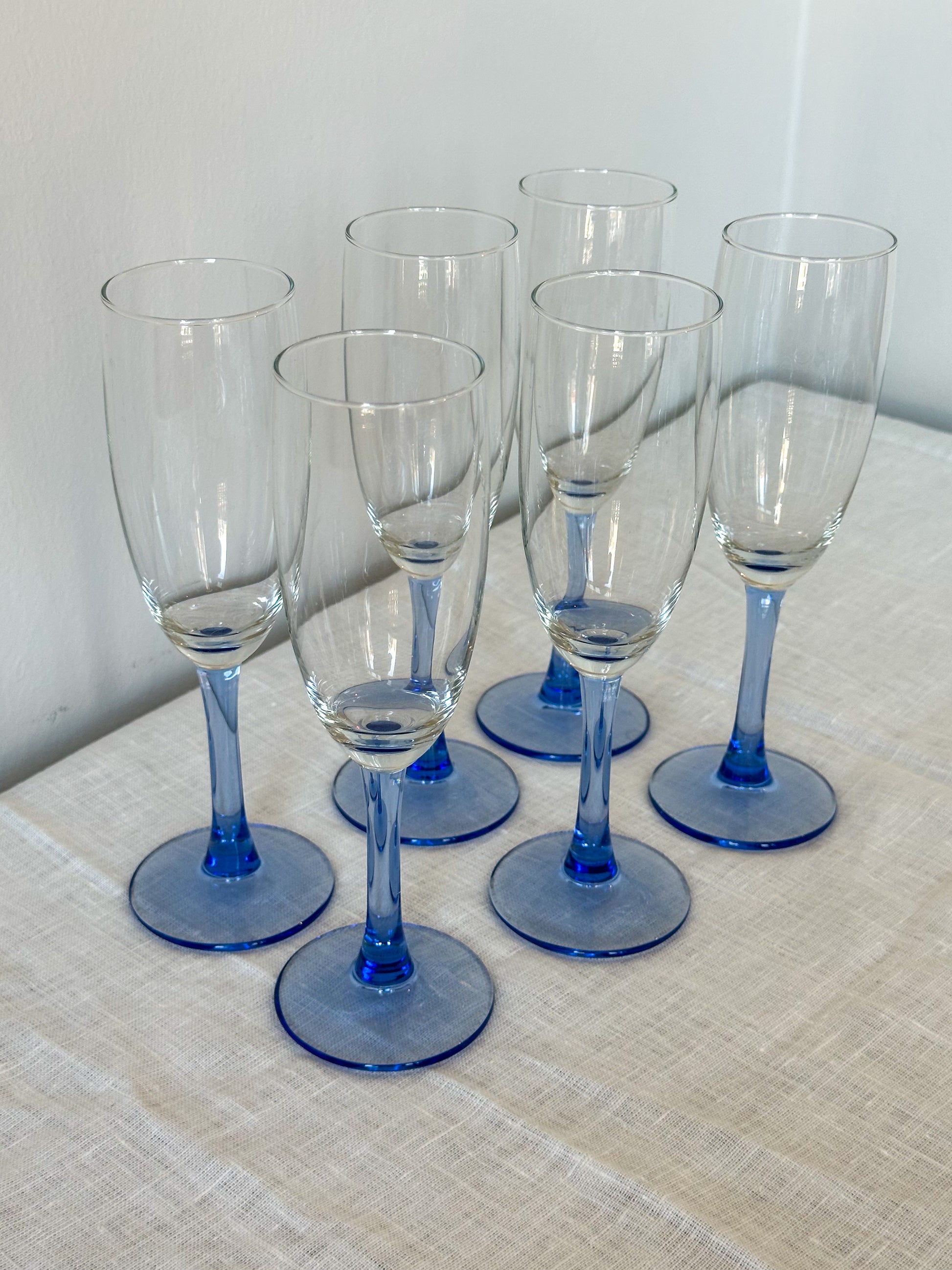 Vintage champagne glazen blauw (set van 6) - Ruby Conceptstore 