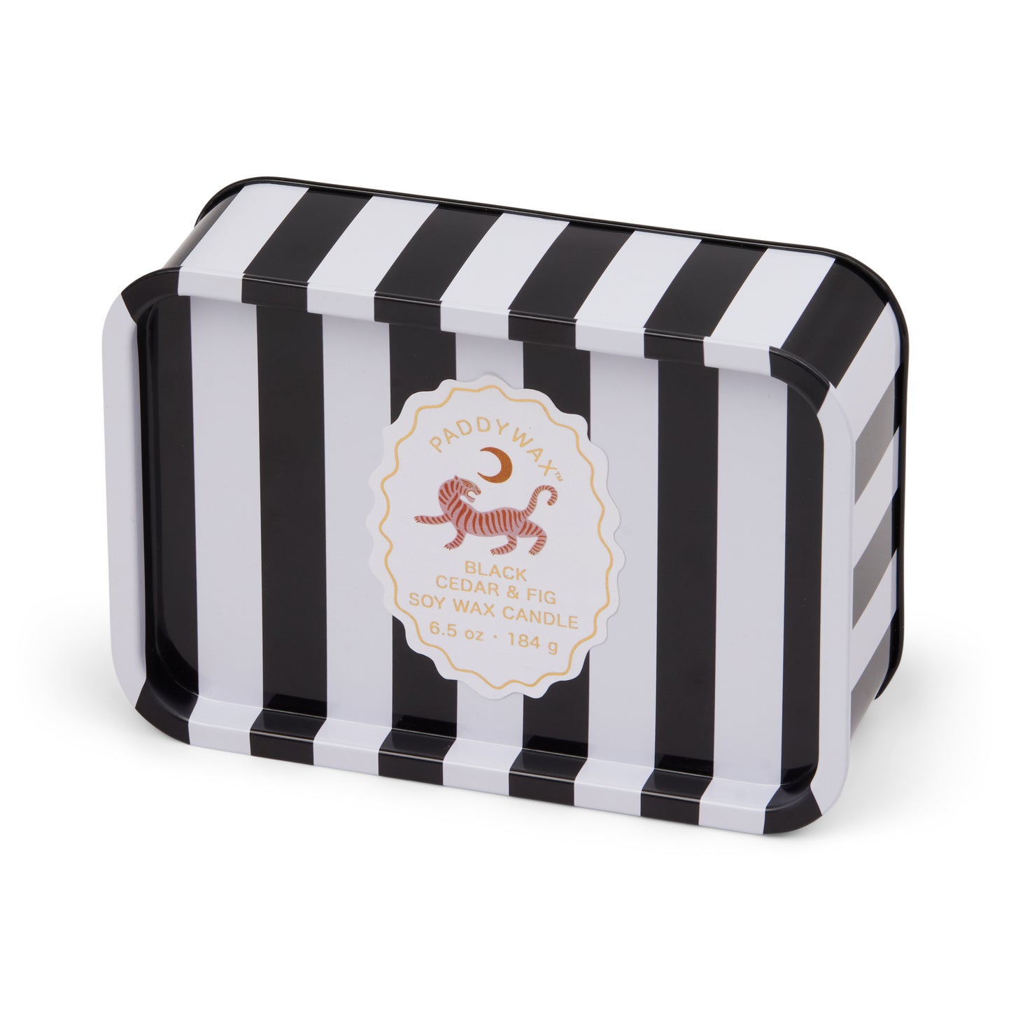 Paddywax geurkaars blik zwart wit