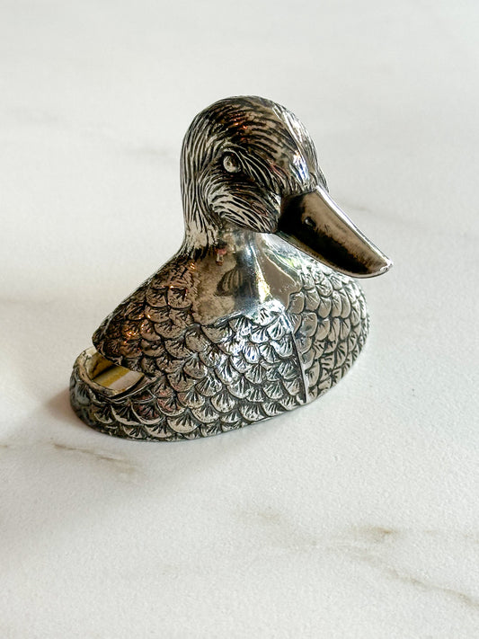 Vintage eend servethouder / briefhouder – zilverkleurig decoratie object - Ruby Conceptstore 