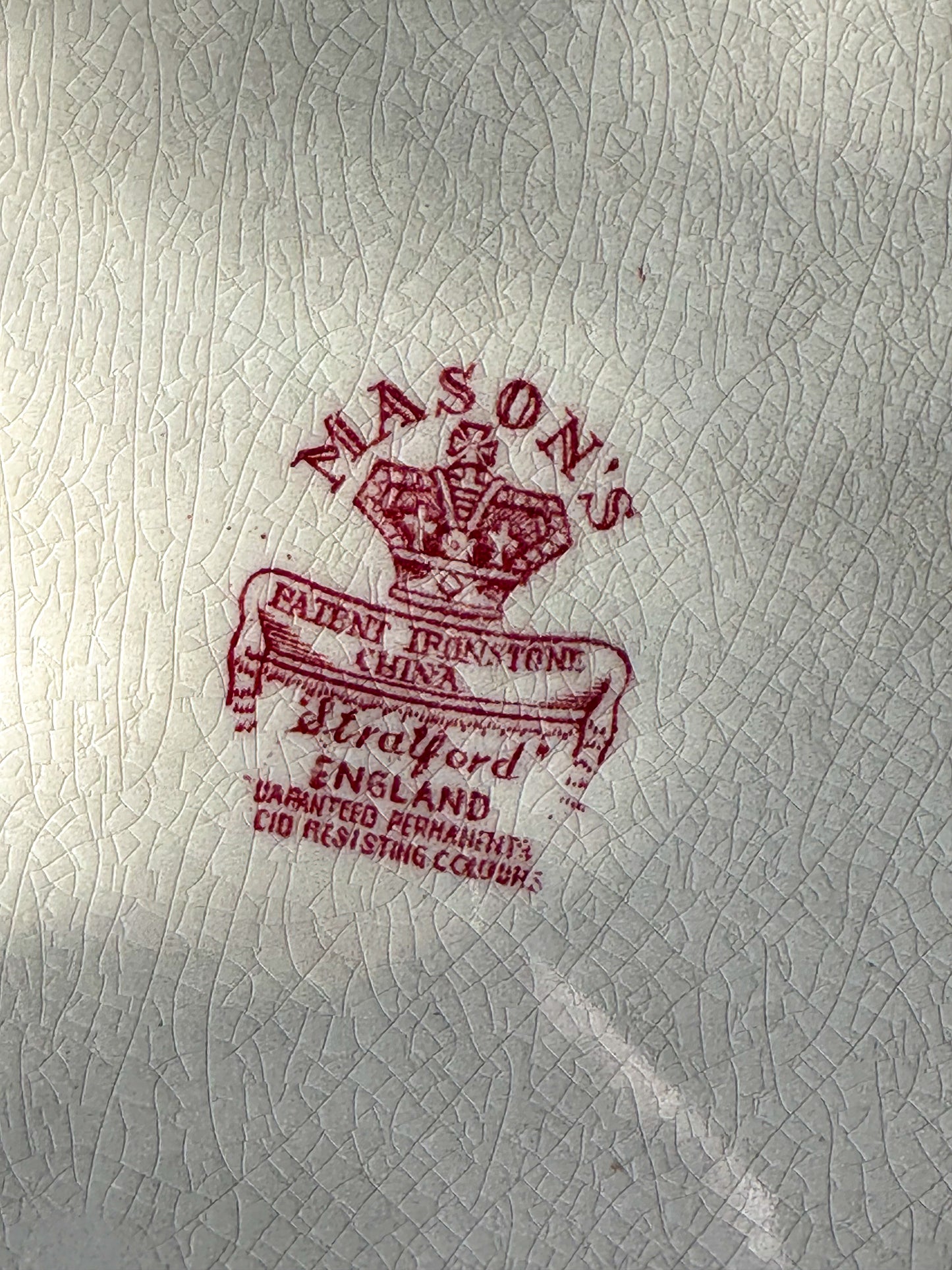Vintage Mason’s serveerschaal rood wit – Engelse schaal met handgrepen - Ruby Conceptstore 