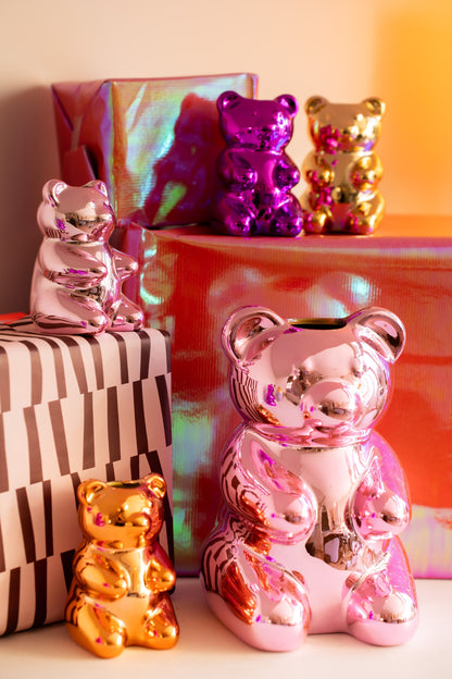 Shiny candy bear vaas: speels & trendy 10 cm - 4 kleuren