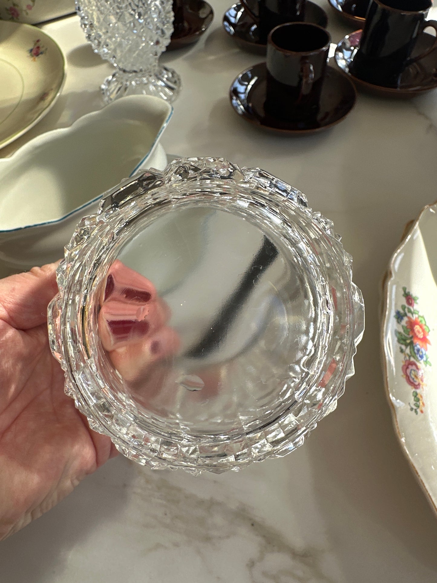 Vintage glazen schaaltje/ onderzetter - Ruby Conceptstore 