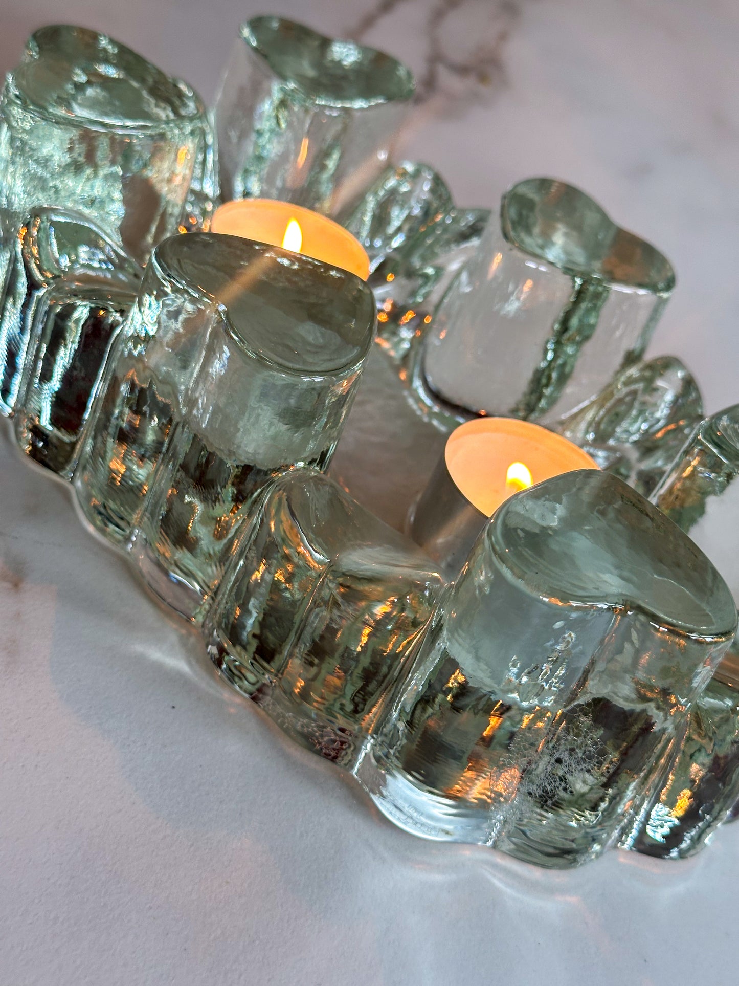 Brutalist XXL IJsglas Rechaud Harten – Georgshütte Jaren 70 (Dubbel) - Ruby Conceptstore 