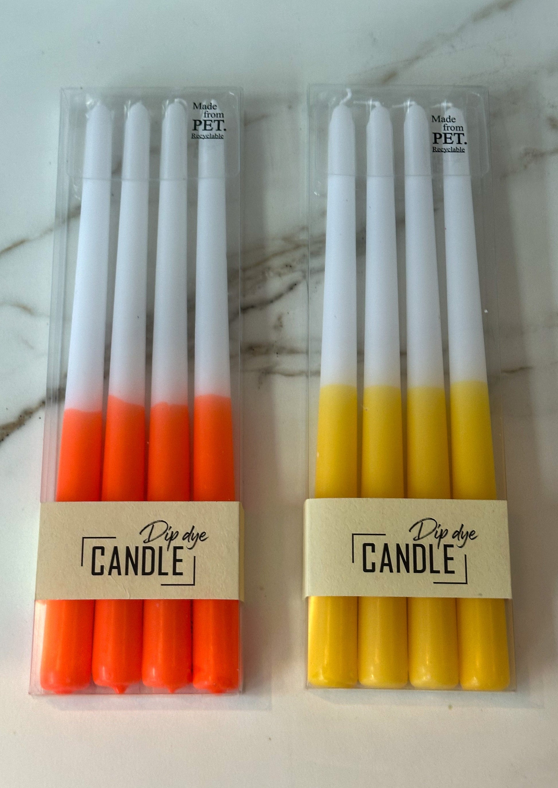 Dip dye kaarsen Neon oranje met wit - RUBY Conceptstore 
