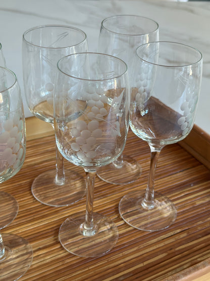 Vintage Wijnglazen met Druiven – Set van 6