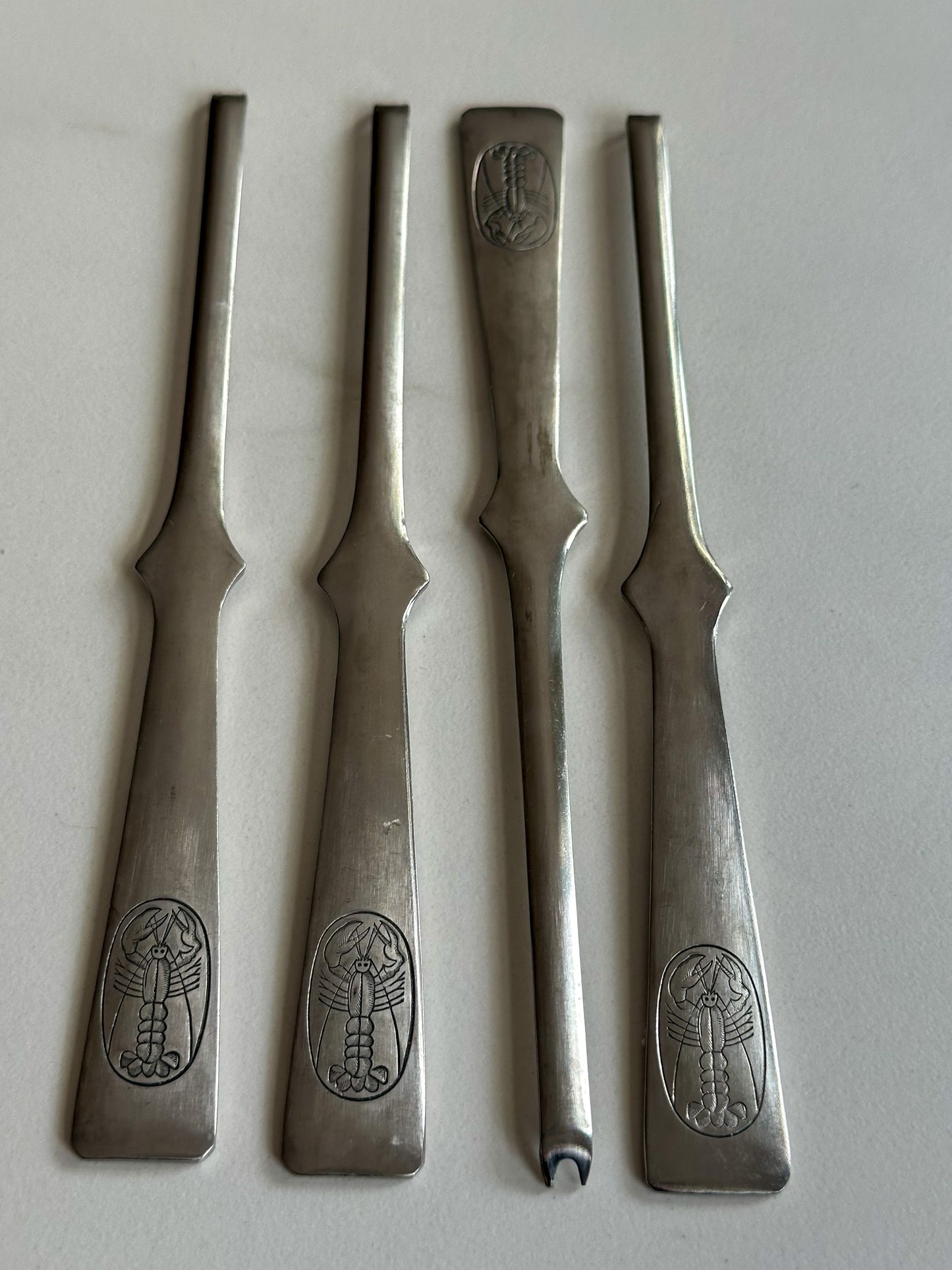 Set van 4 Vintage RVS Kreeftenvorken / Schaaldierenbestek - Ruby Conceptstore 