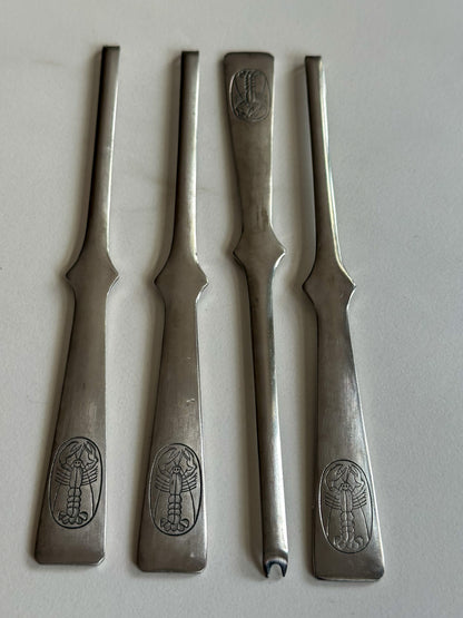 Set van 4 Vintage RVS Kreeftenvorken / Schaaldierenbestek - Ruby Conceptstore 