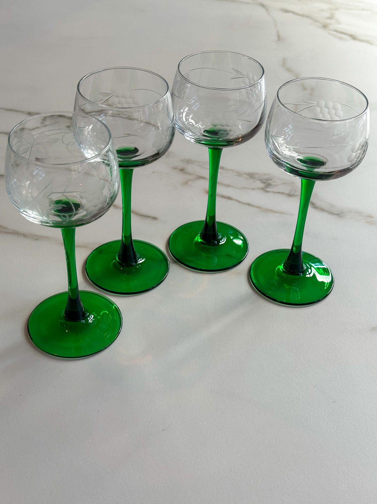 Vintage Luminarc France Wijnglazen Groen – Set van 4