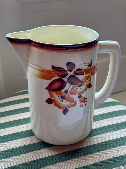 Grote vintage aardewerk kan met bloemen - Ruby Conceptstore 
