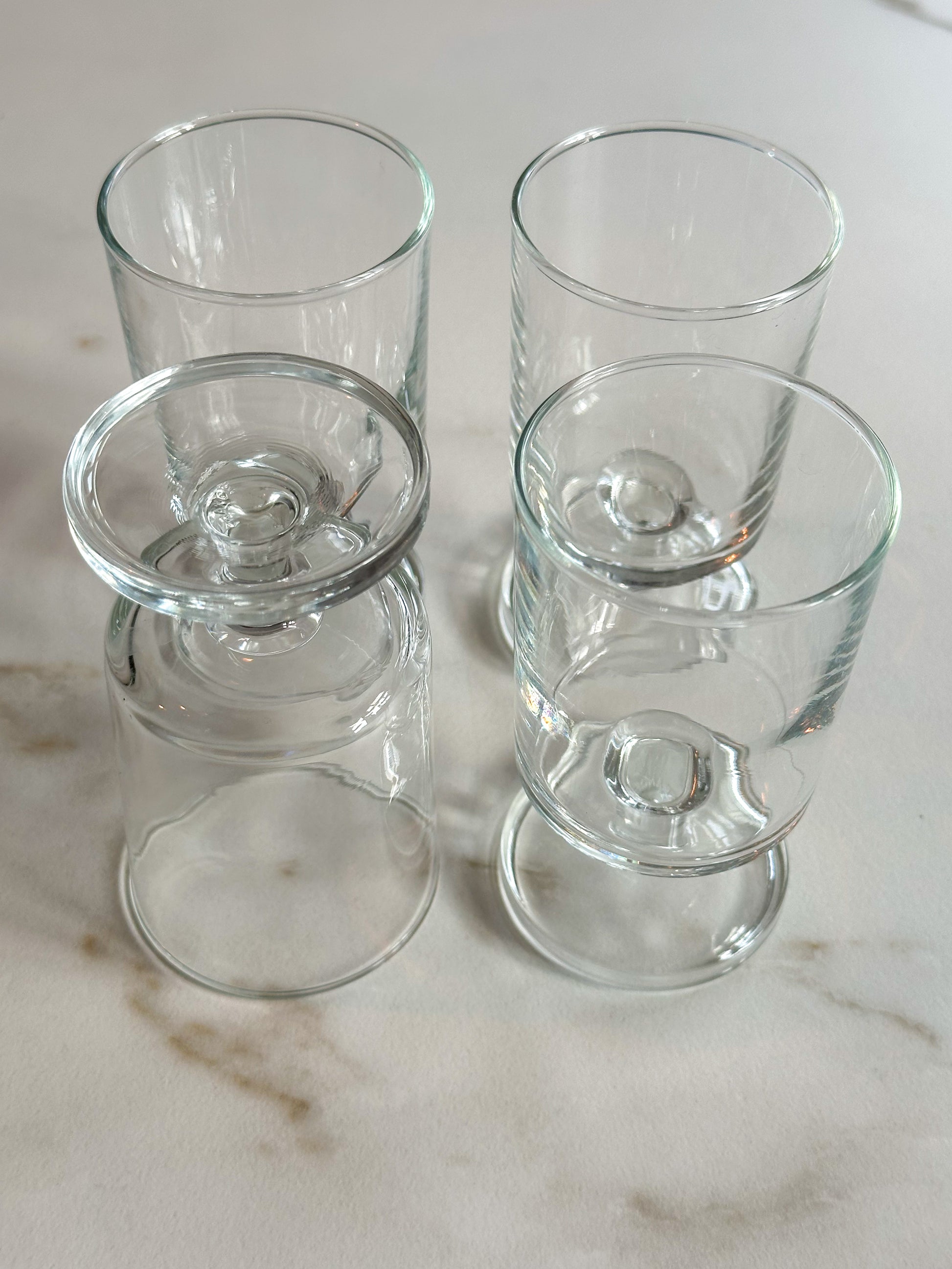 Vintage Transparante Glazen Set van 4 | Retro Design Drinkglazen - Ruby Conceptstore 