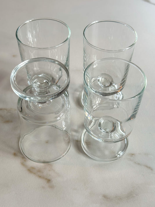 Vintage Transparante Glazen Set van 4 | Retro Design Drinkglazen - Ruby Conceptstore 