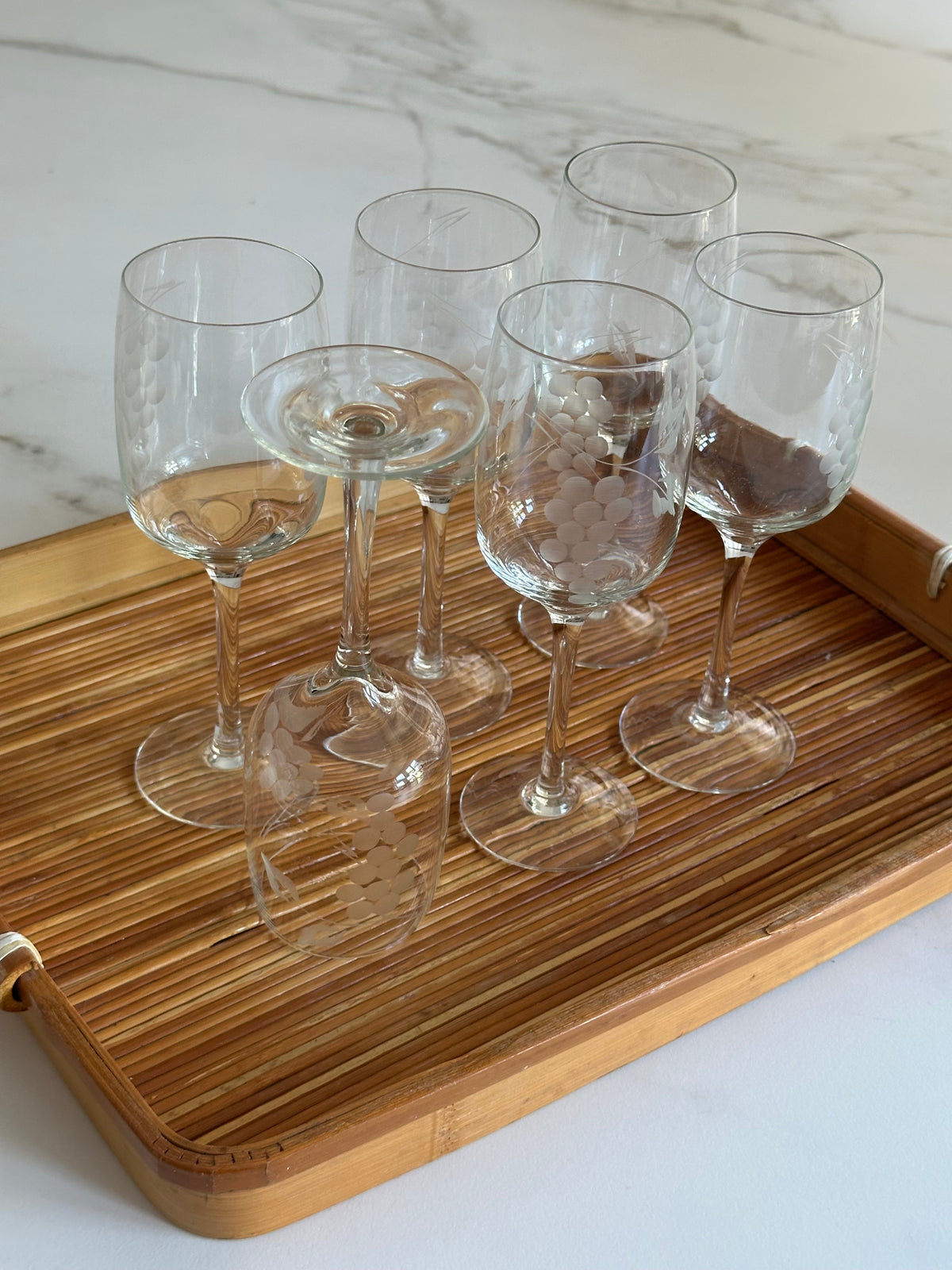 Vintage Wijnglazen met Druiven – Set van 6