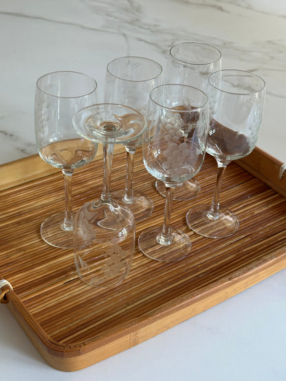 Vintage Wijnglazen met Druiven – Set van 6