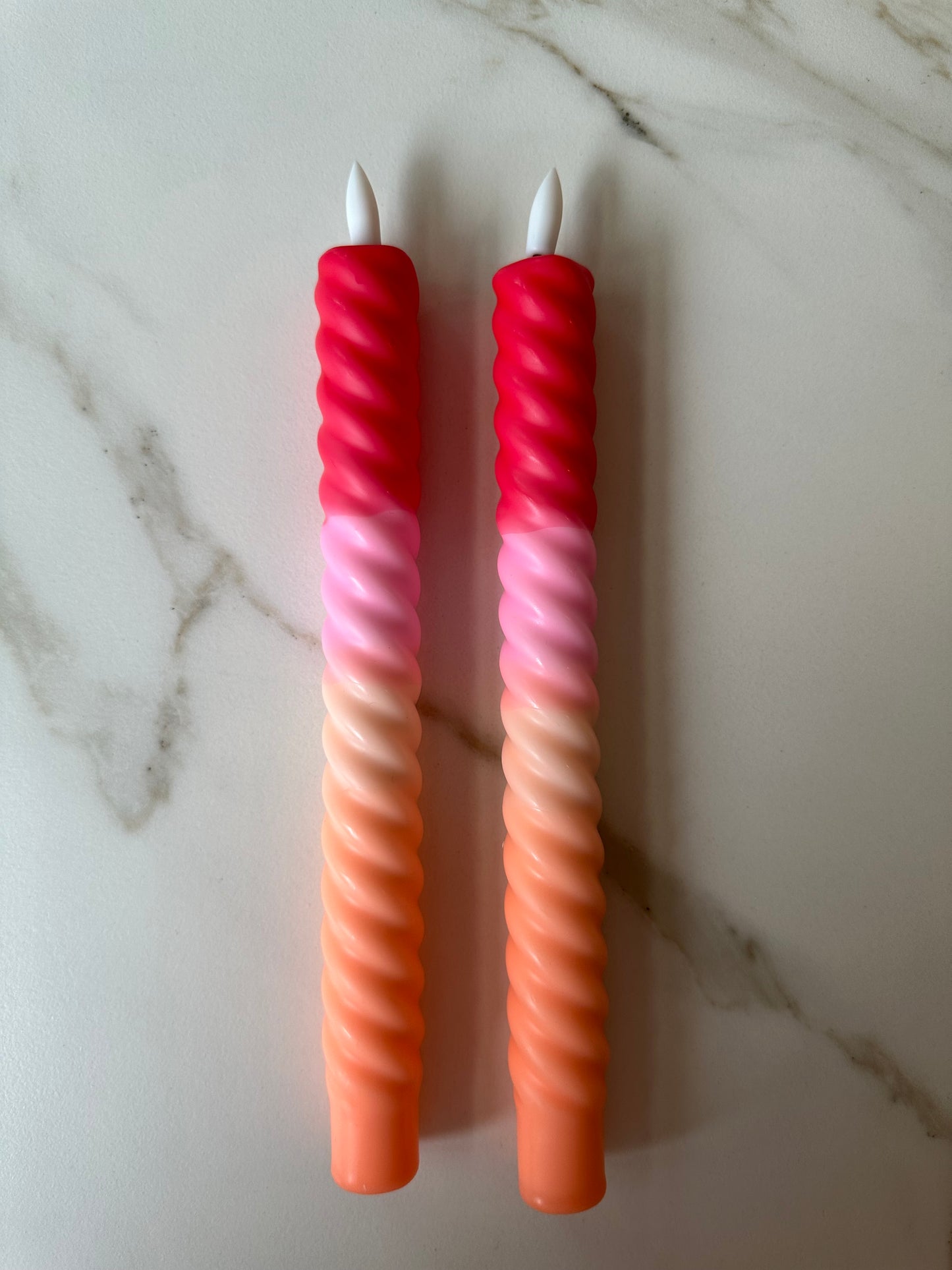 LED Kaarsen Swirl Rood Roze Set van 2 - Inclusief Batterij