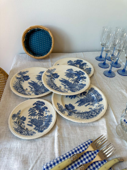 Vintage Engelse blauw-witte borden set – Swinnertons The Ferry - Ruby Conceptstore 