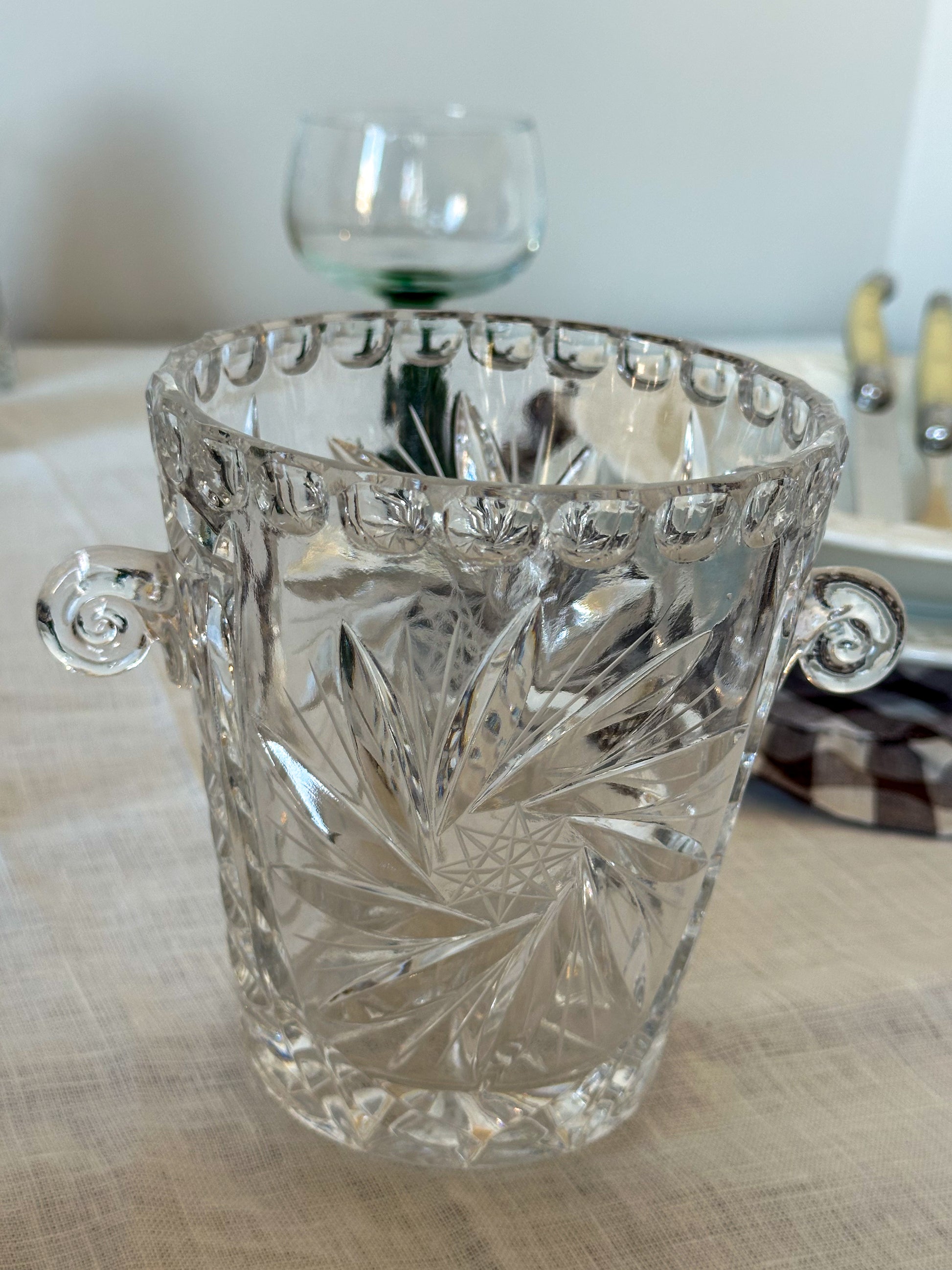 Vintage Glazen Wijnkoeler / IJsemmer Transparant met Oren - Ruby Conceptstore 