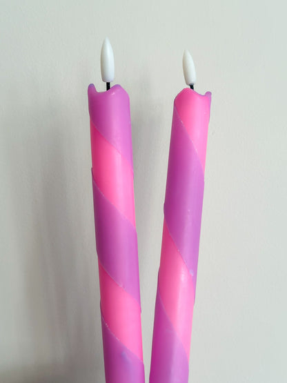 LED kaarsen roze paars zuurstok (2 stuks) - RUBY Conceptstore 