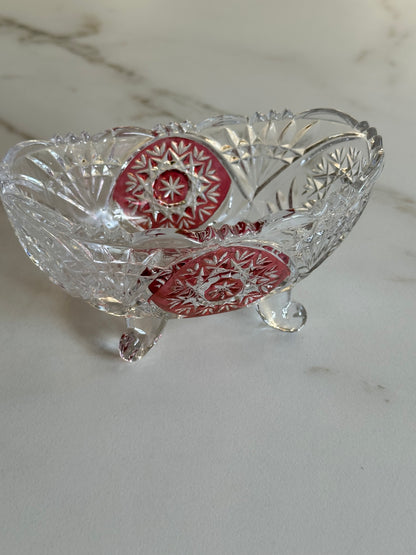Vintage Kristallen schaaltje op Pootjes – Anna Hütte Stijl – Ruby Geslepen Glas - Ruby Conceptstore 