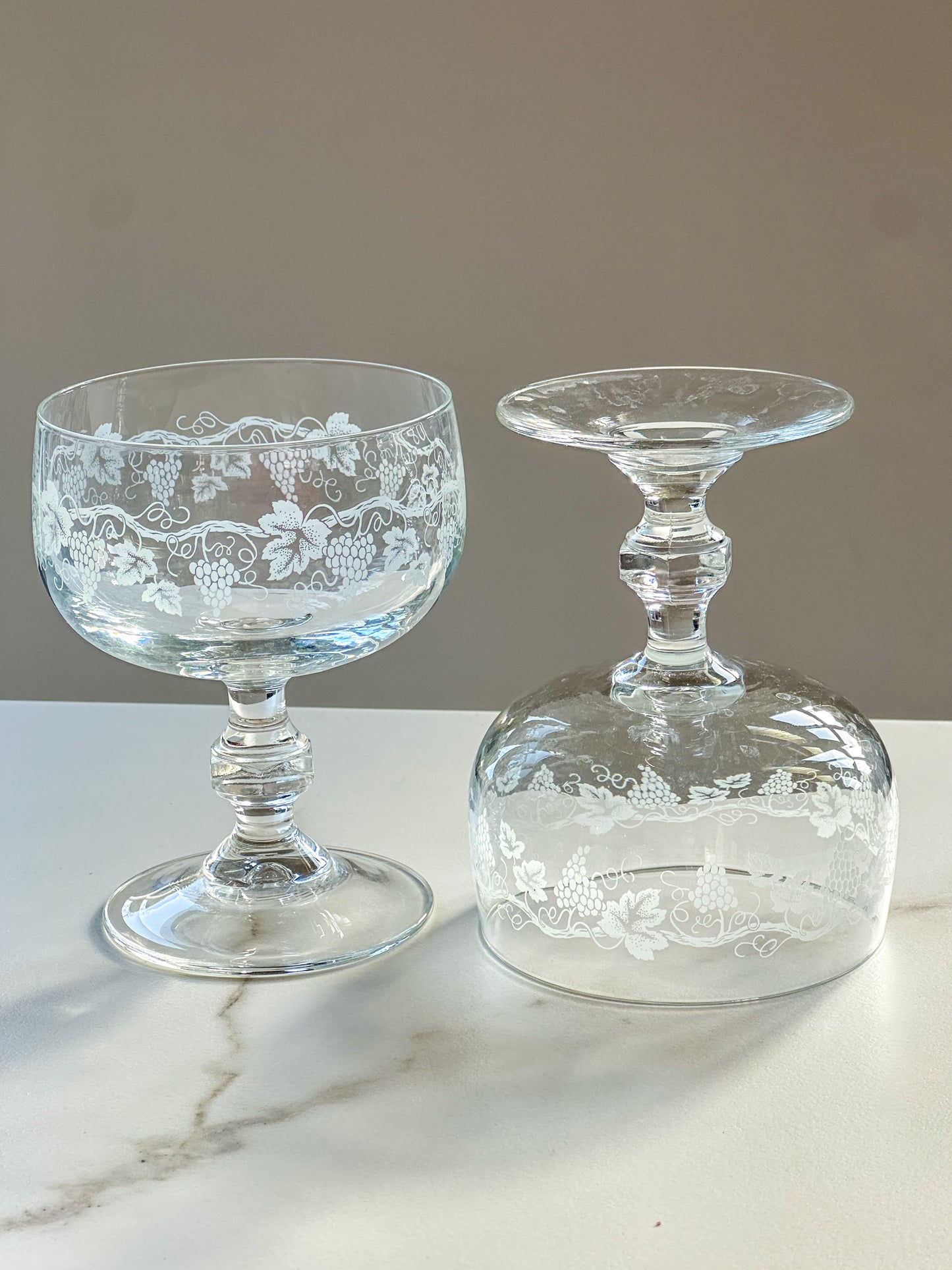 Set van 3 vintage cocktailglazen met druivenprint – Franse bistro stijl - Ruby Conceptstore 
