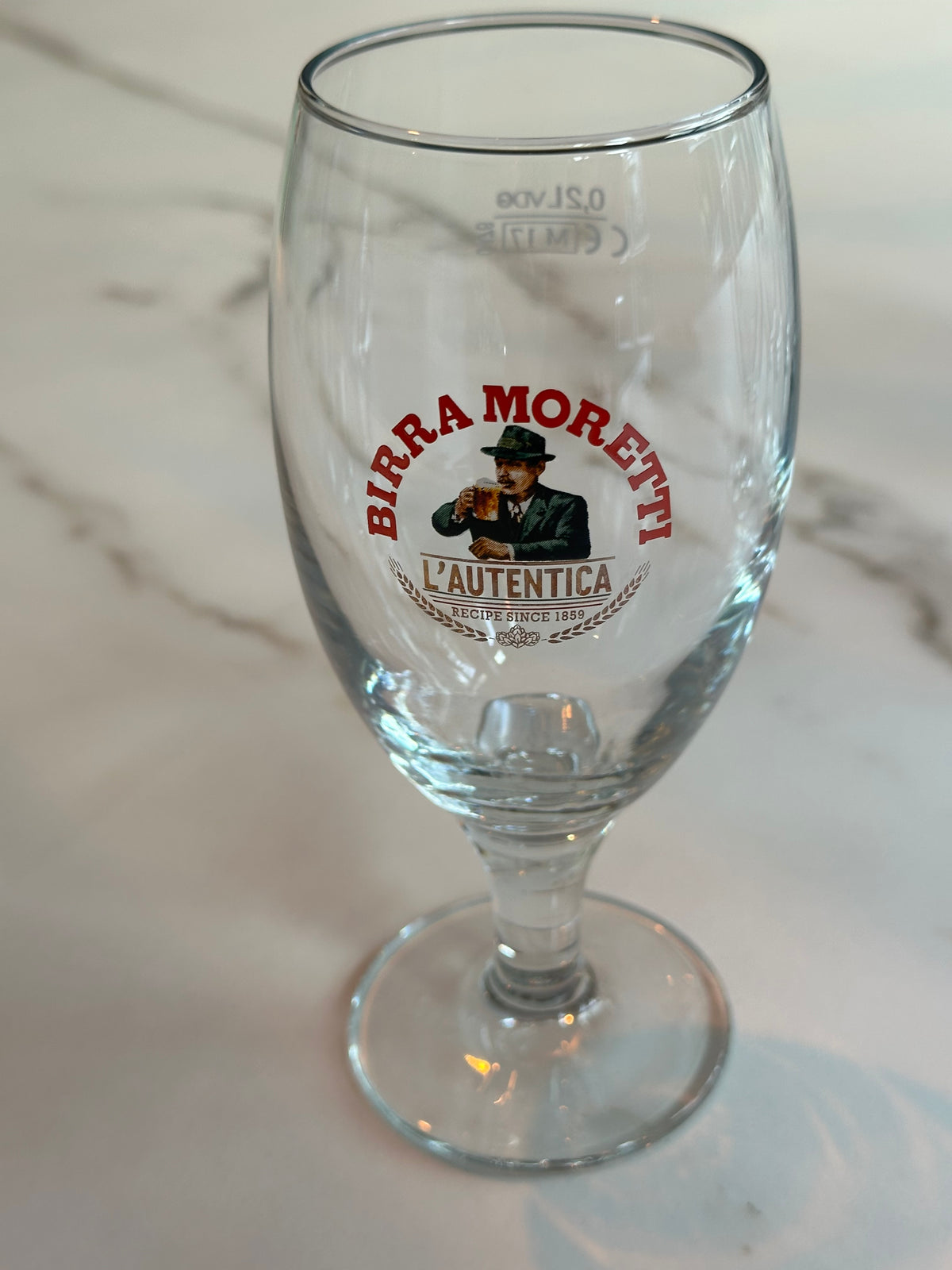 Vintage Birra Moretti Bierglazen op Voet – Set van 4