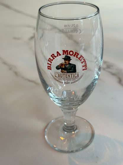 Vintage Birra Moretti Bierglazen op Voet – Set van 4