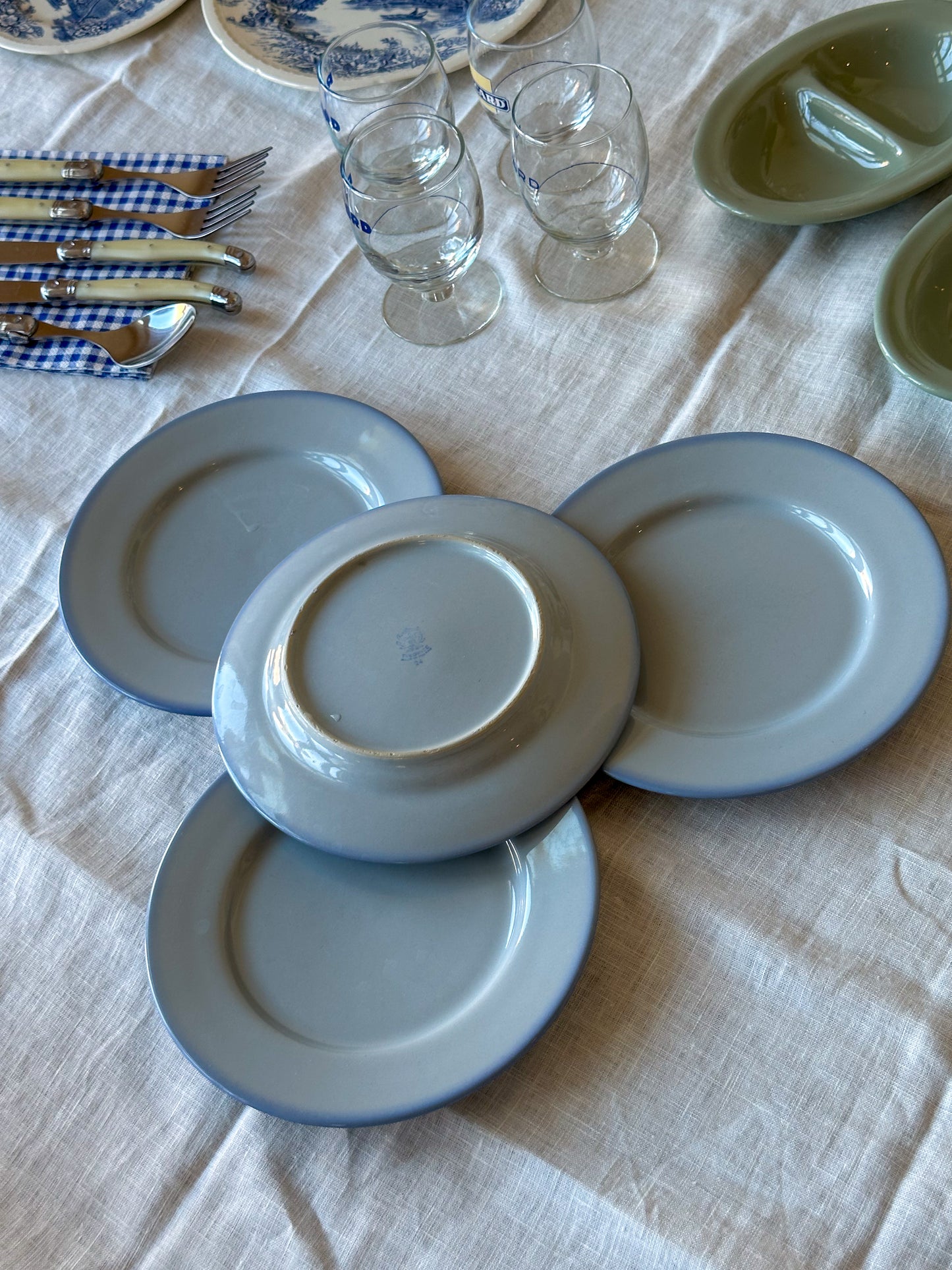 Vintage Poederblauwe Bordjes – Set van 4 - Ruby Conceptstore 