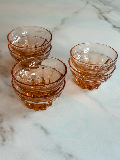 Vintage Rosaline Glazen Borrelbakjes - Art deco stijl – Set van 2 - Ruby Conceptstore 