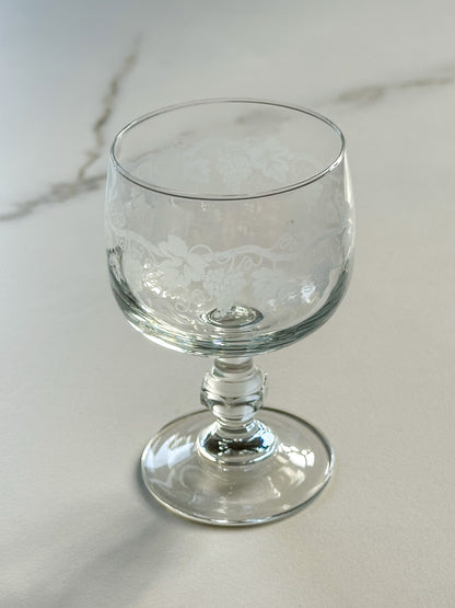 Set van 6 populaire vintage wijnglazen met druivenprint – Franse bistro stijl - Ruby Conceptstore 