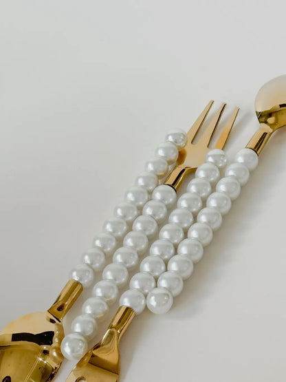 Lepelclub - Set van 2 gouden vorkjes met parels - RUBY Conceptstore 