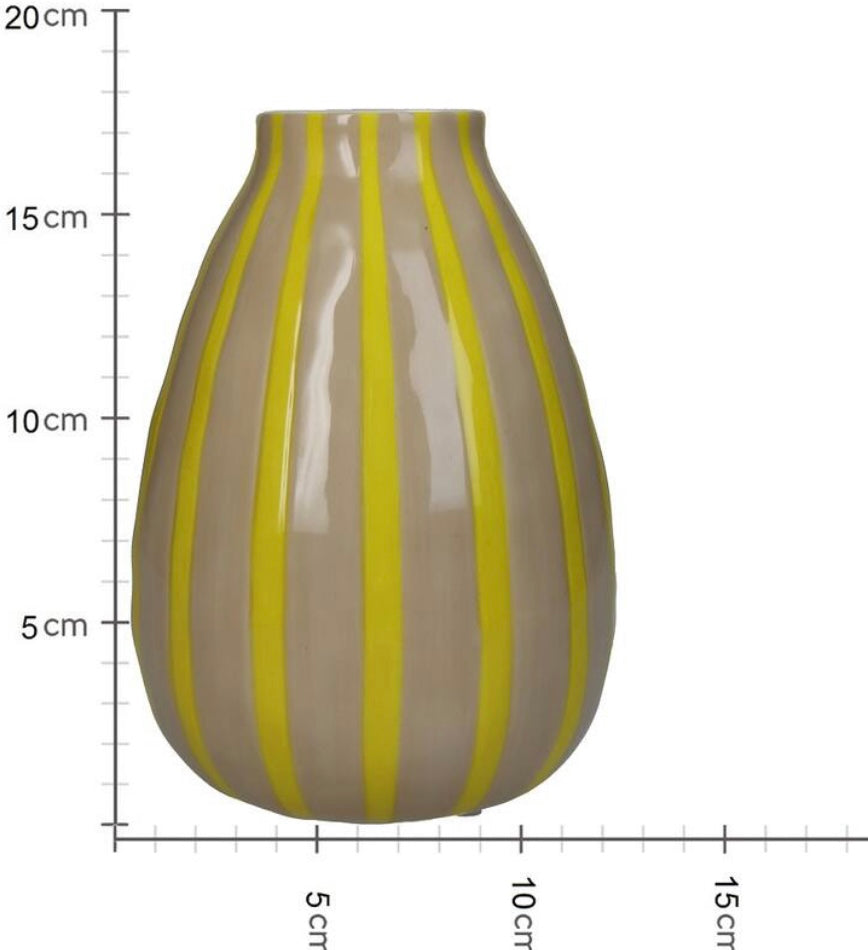 Vaas met gele strepen 19 cm - RUBY Conceptstore 