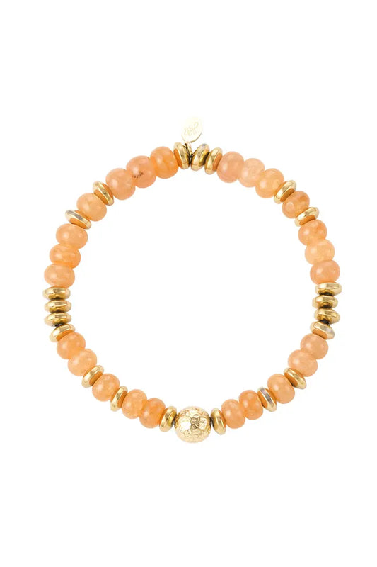 Armband met grote koraal en gouden kralen - RUBY Conceptstore 