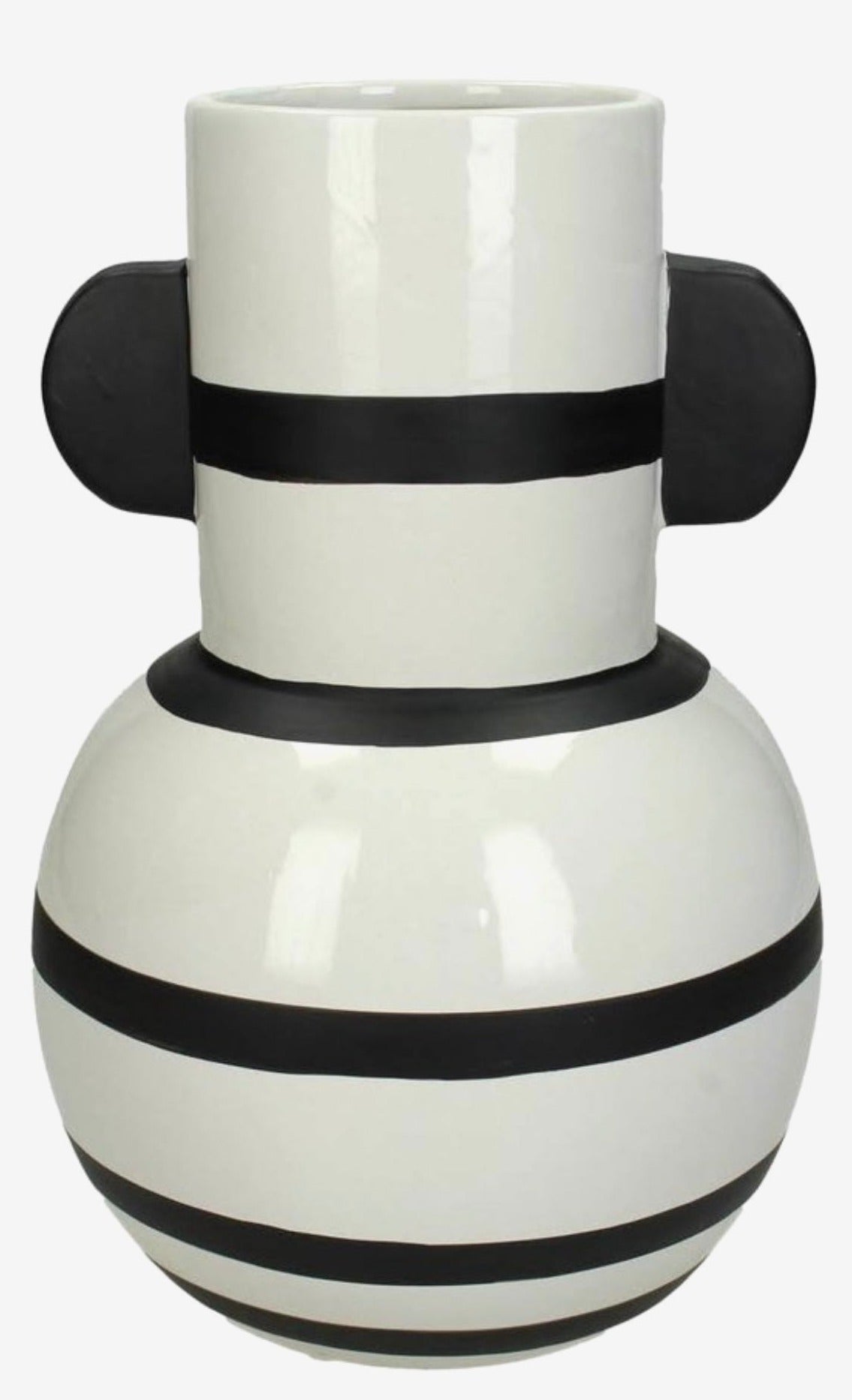 Vaas zwart wit gestreept 27 cm - RUBY Conceptstore 