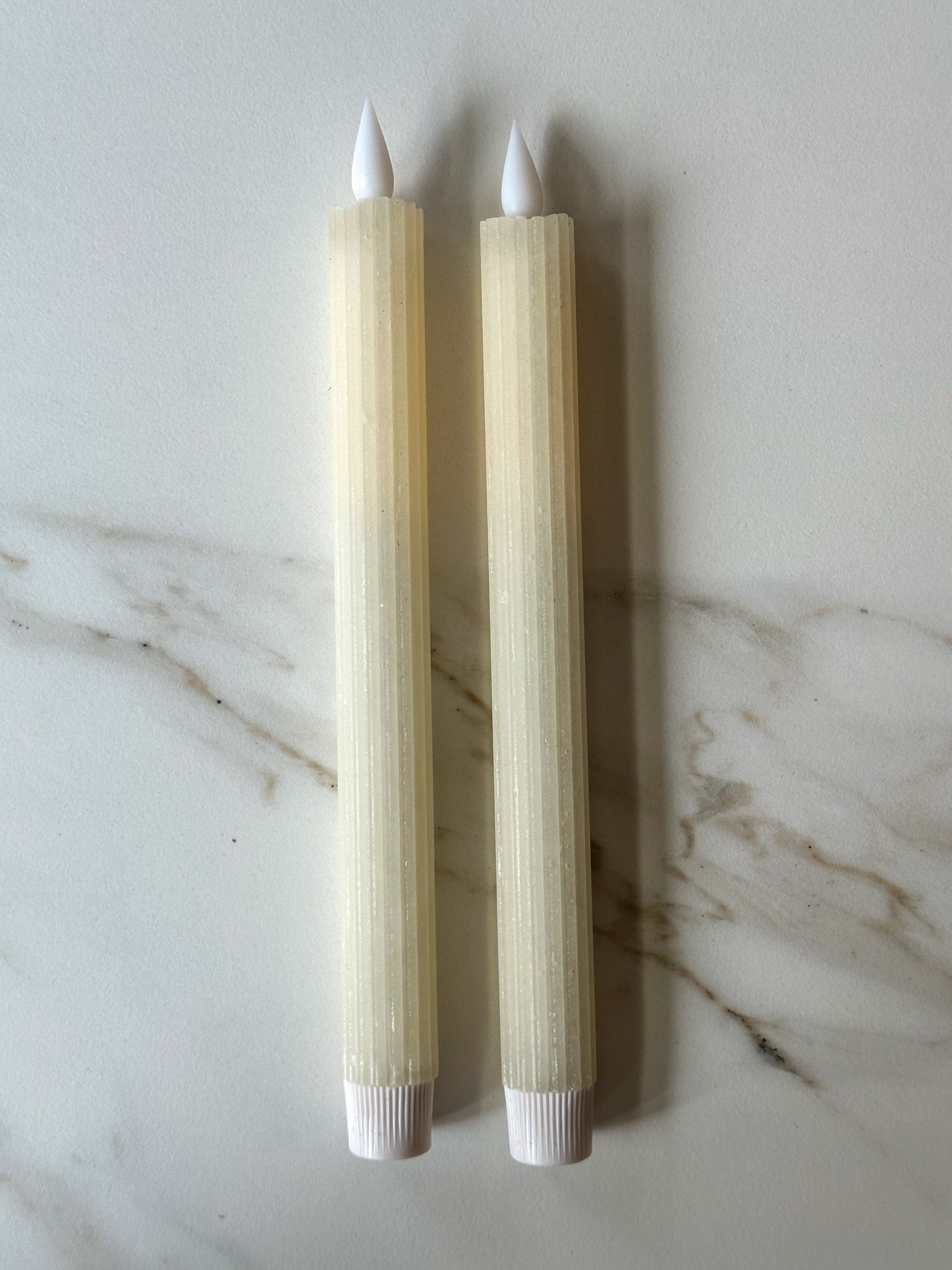 LED kaarsen ivoor ribbel (2 stuks) - RUBY Conceptstore 