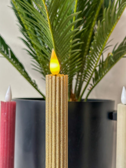 LED kaarsen goud ribbel (2 stuks) - RUBY Conceptstore 
