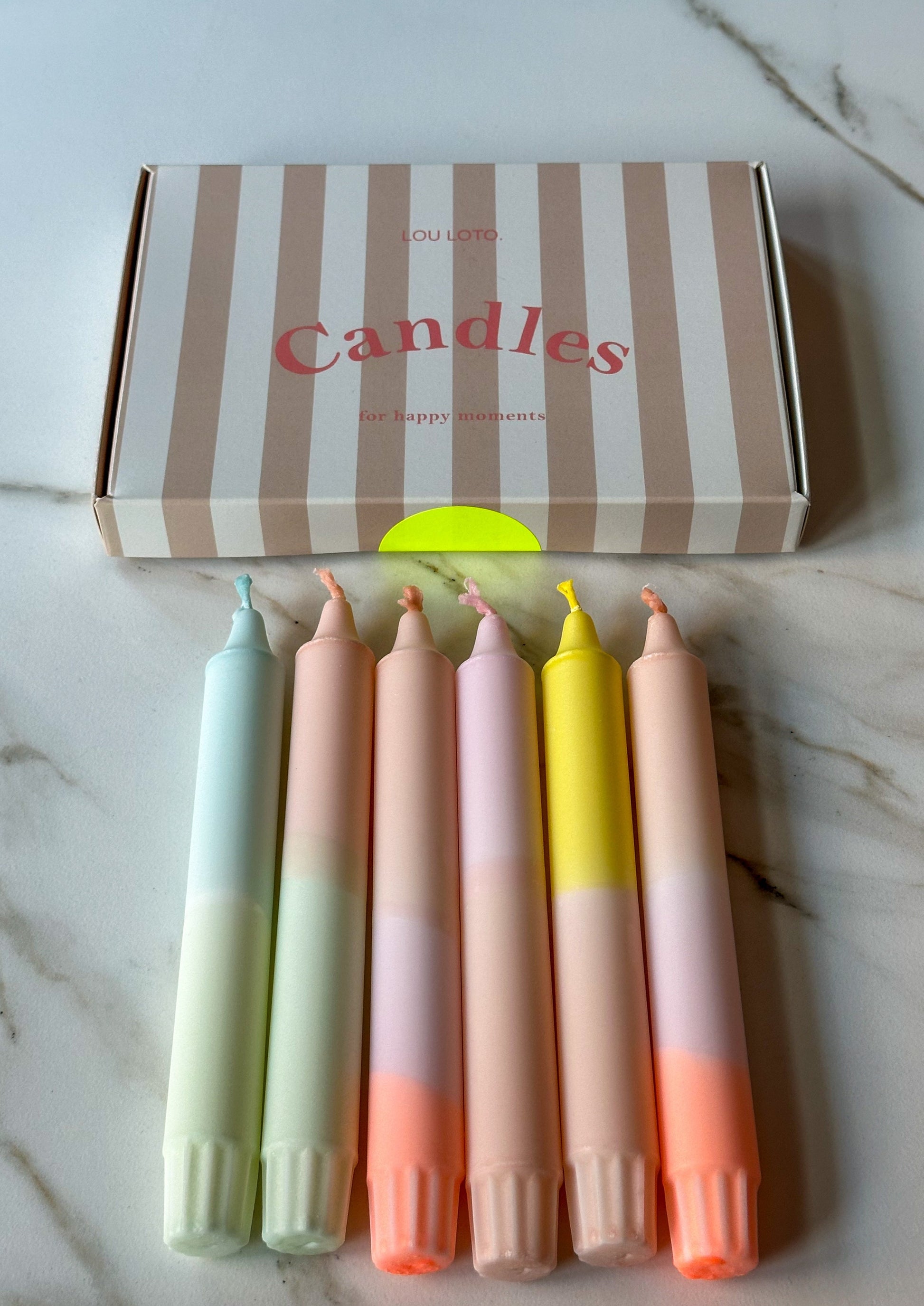 Kaarsen dip dye box rustige kleuren - RUBY Conceptstore 