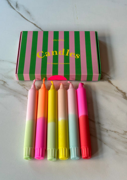Kaarsen dip dye box kleurrijk - RUBY Conceptstore 